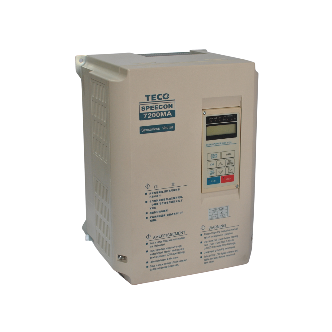 TECO FREQUENCY INVERTER,7200MA 2HP,SENSORLESS VECTOR CONTROL (150% RATED CURRENT@1MIN)